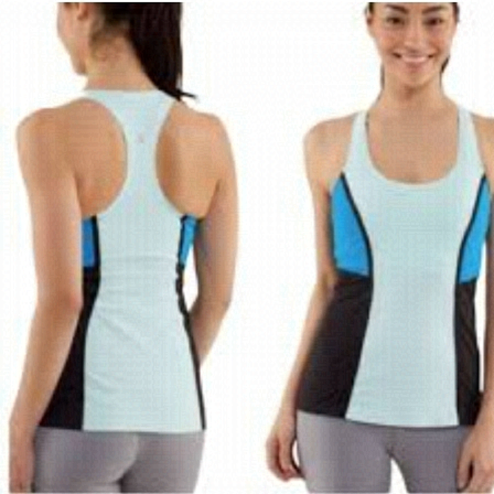 LULULEMON RacerBack Tank Top Color Block Blue Black